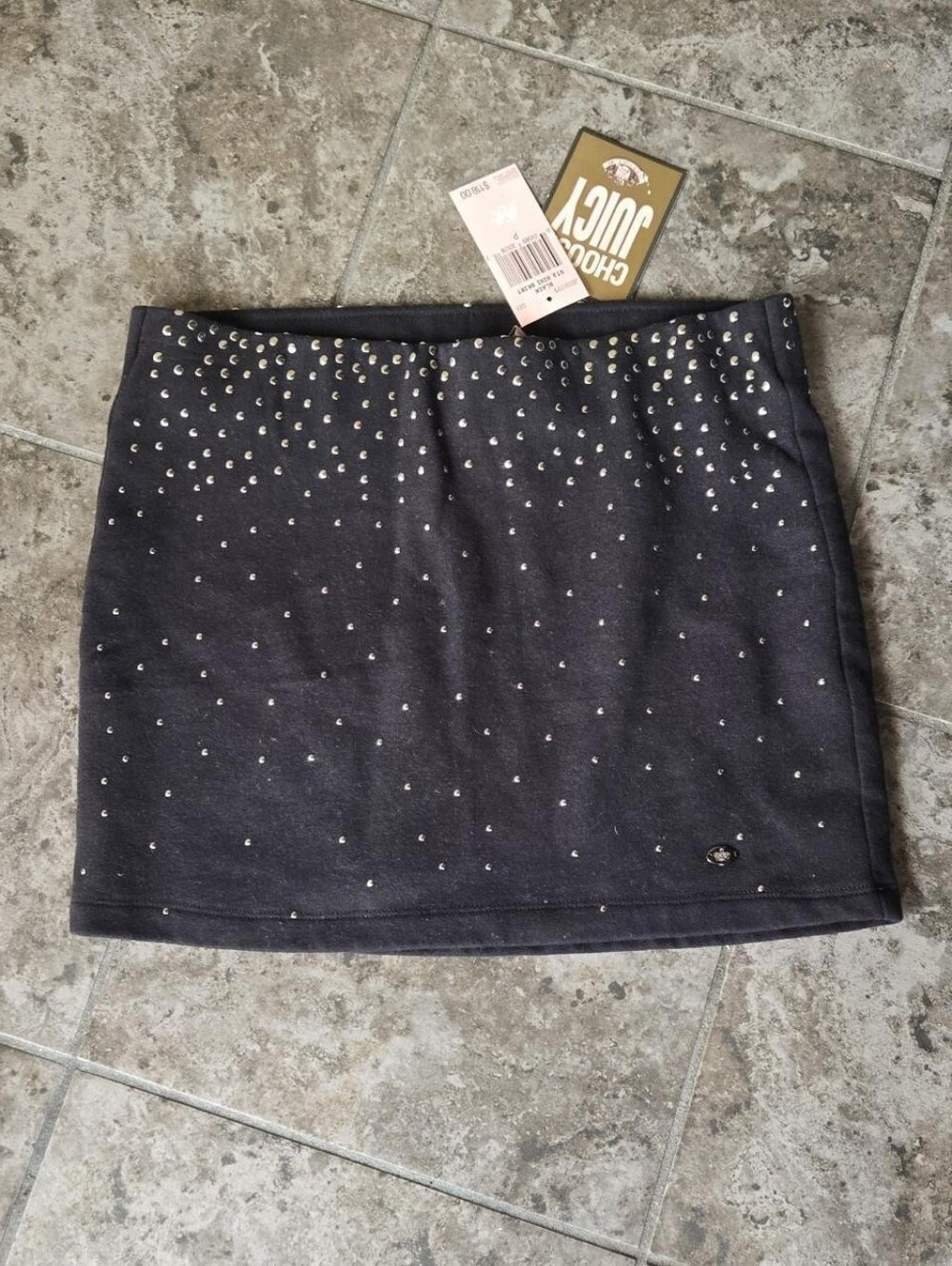 Vintage Deadstock Juicy Couture Black Studded Mini Skirt XS P Petite